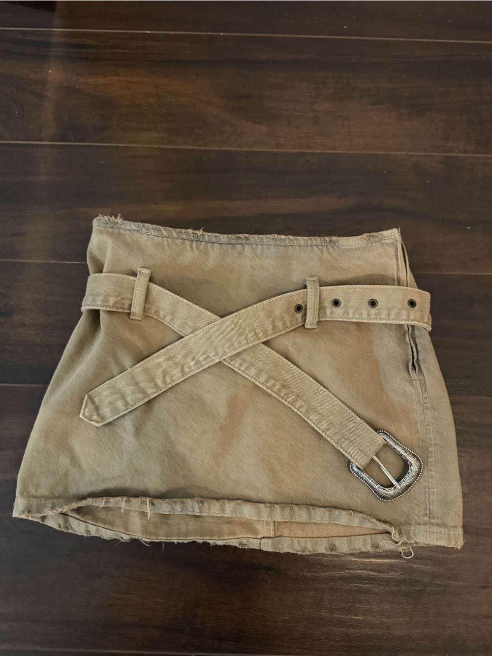 Zara Tan Mini Skirt with Built-In Belt